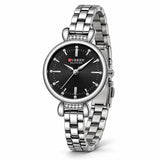 Montre femme argentée à cadran noir Minoran 9098, vue principale