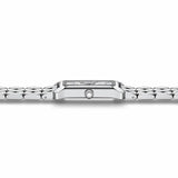 Profil latéral de la montre rectangulaire Minoran 9115 avec bracelet en acier inoxydable