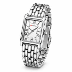 Montre femme argentée rectangulaire Minoran 9115 vue de face