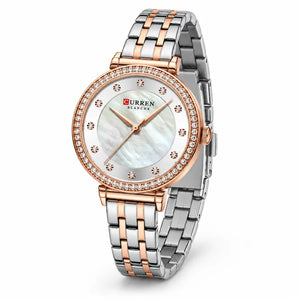 Montre femme bicolore argentée et rose doré Minoran 9087, vue de face