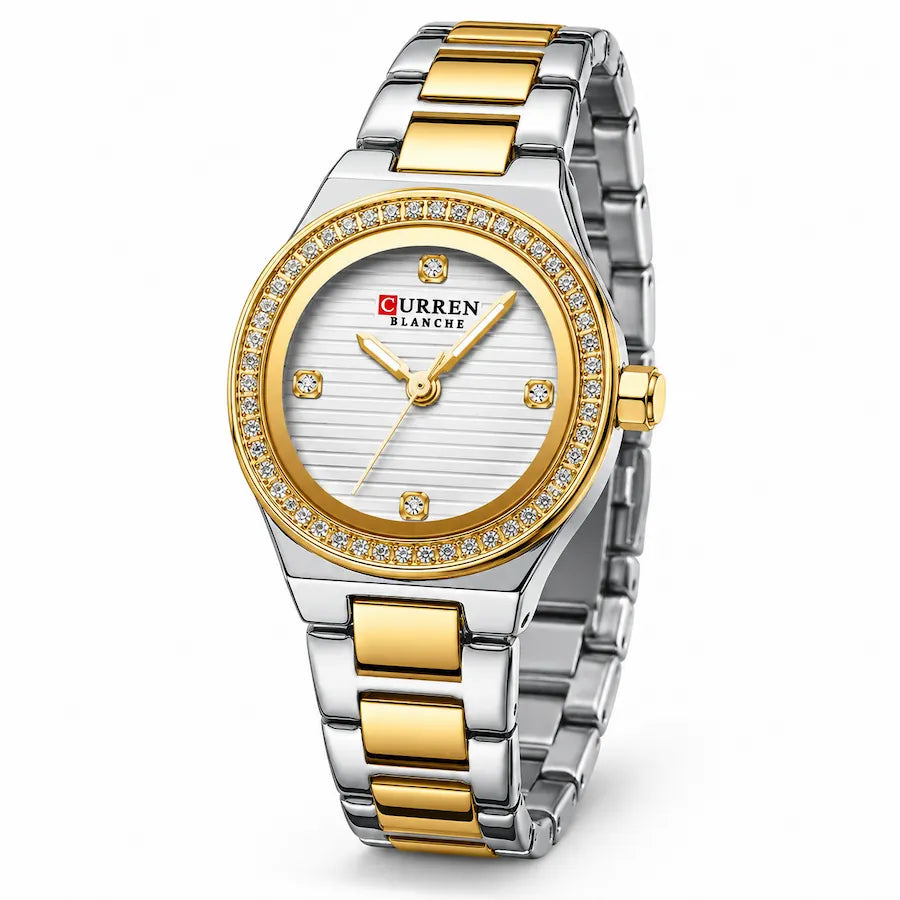 Montre femme bicolore dorée et argentée Minoran 9101 vue principale