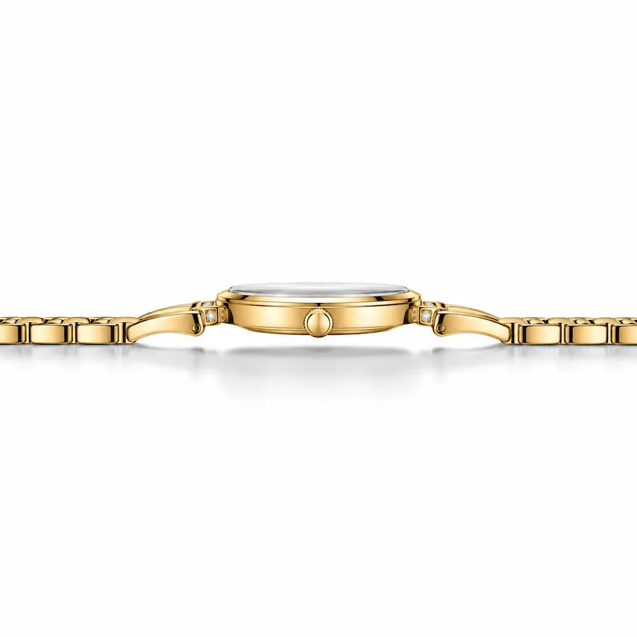 Profil latéral de la montre Minoran 9092 dorée