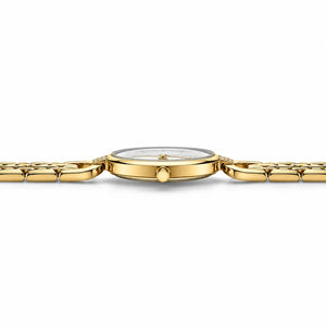 Profil latéral de la montre femme dorée Minoran 9052 avec boîtier de 9 mm