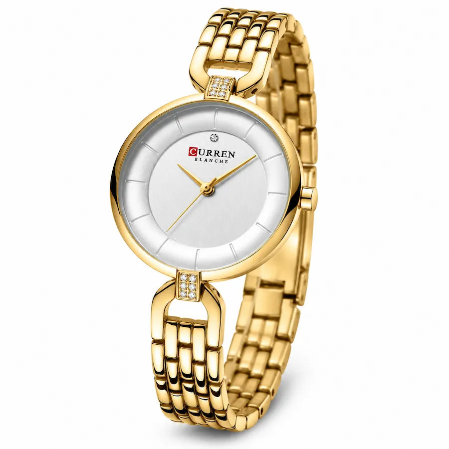 Montre femme dorée Minoran 9052 à cadran rond, vue principale