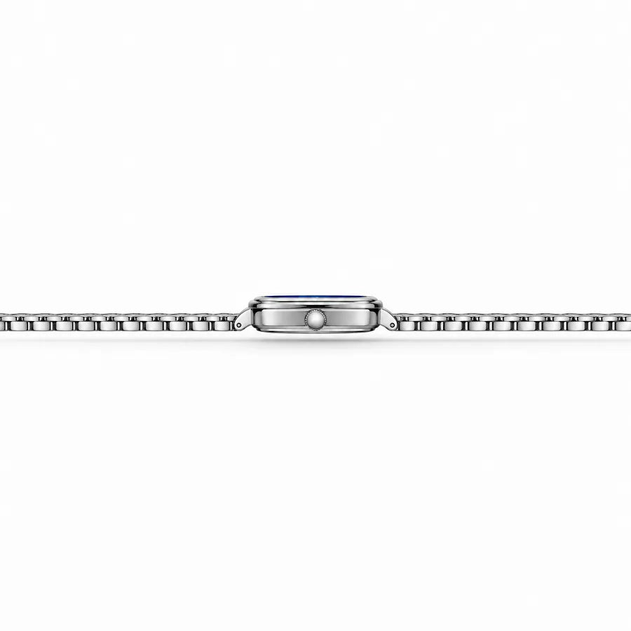 Profil de la montre femme Minoran 9093 avec bracelet argenté en acier inoxydable