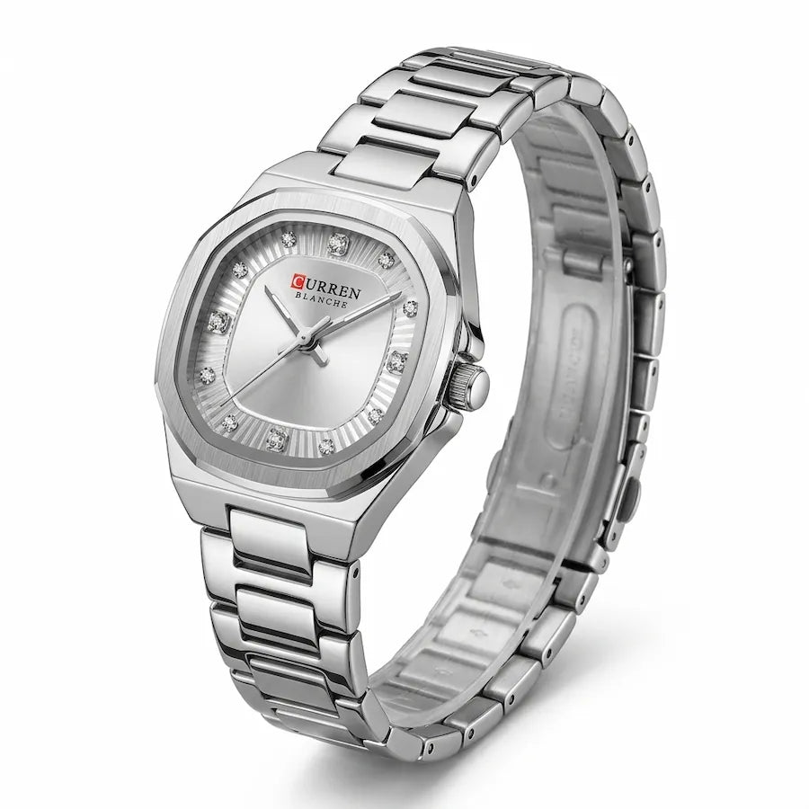 Montre Minoran 9104 à cadran argenté et finition argentée, vue principale