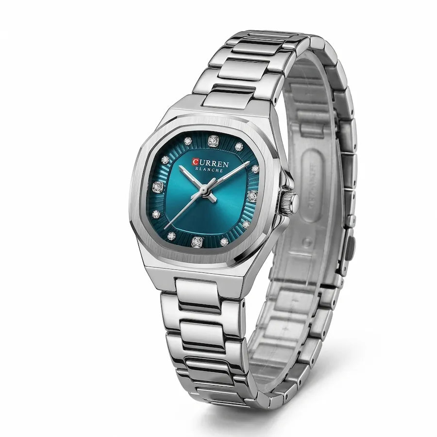 Montre Minoran 9104 à cadran bleu et finition argentée, vue principale