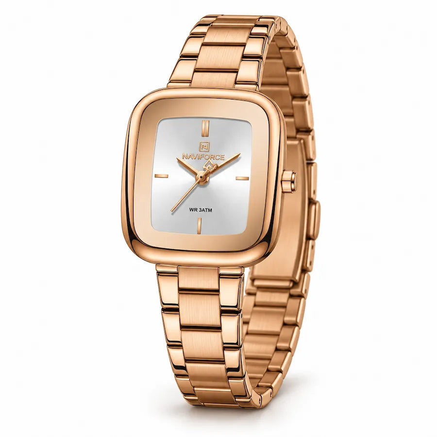 Montre Minoran NF5075 à cadran argenté et finition or rose, vue principale