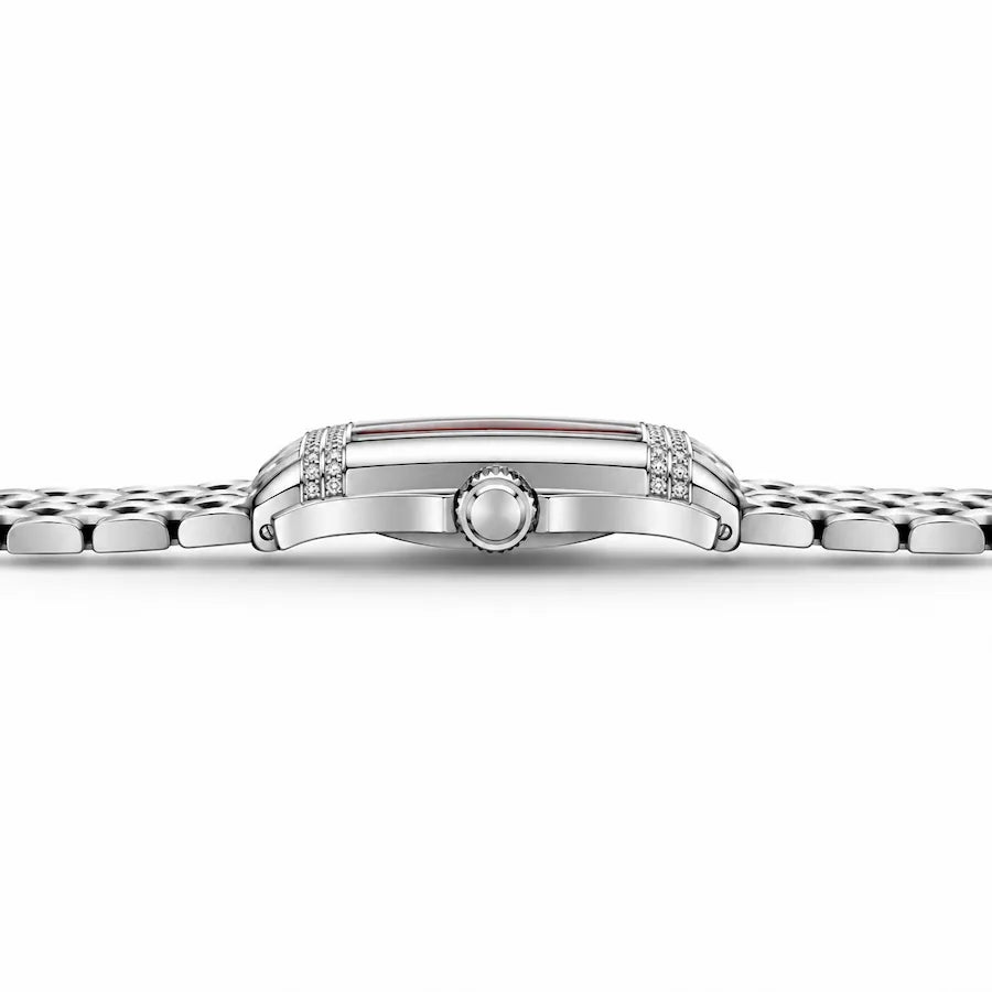 Profil de la montre Minoran PD-1737 argentée à cadran rouge