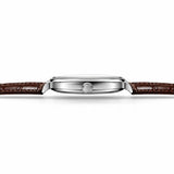 Profil du boîtier fin de la montre Minoran PD-1825 marron en cuir