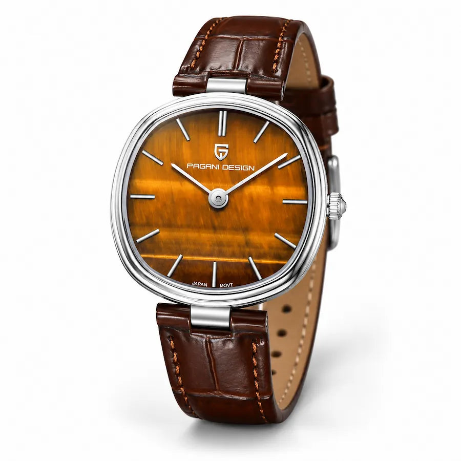Montre femme Minoran PD-1825 marron à bracelet en cuir, vue studio