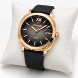 Montre femme Minoran NF6111, bracelet en silicone noir et cadran noir, présentée sur un coussin blanc